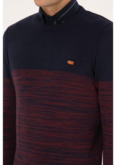 U.S. Polo Assn. Erkek Slim Fit Bisiklet Yaka Lacivert Kazak 50314970-VR033