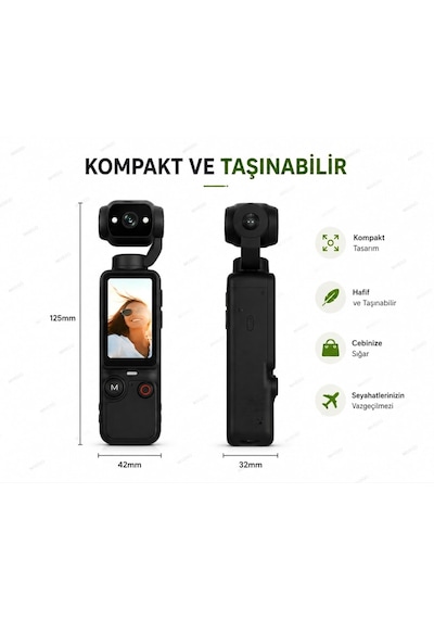 Blc Mini Wifi Vlog Kamera Akıllı Cep Kamerası 180 Dönebilen Lens 1080p Full Hd Kamera 1.9'' Ekran Mp3 Çalar 2000mah Batarya Taşınabilir Klipsli Mini Video Aksiyon Kamera