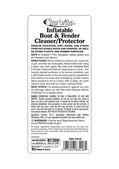 Starbrite - Şişme Bot Ve Usturmaça Ağır Hizmet Temizleyici 473 Ml : Botunuzu Zahmetsizce Yenileyin, Uv Ve Tuz Sularına Karşı Zırhla Donatın