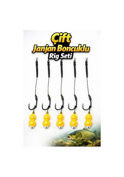 Yüzen 10 Mm Çift Janjan Boncuklu Rig Takımı 5 Li Set #1