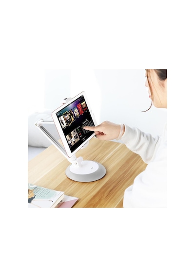 Univrersal Ayarlanabilir Teleskopik Masaüstü Telefon Ve Tablet Standı Beyaz