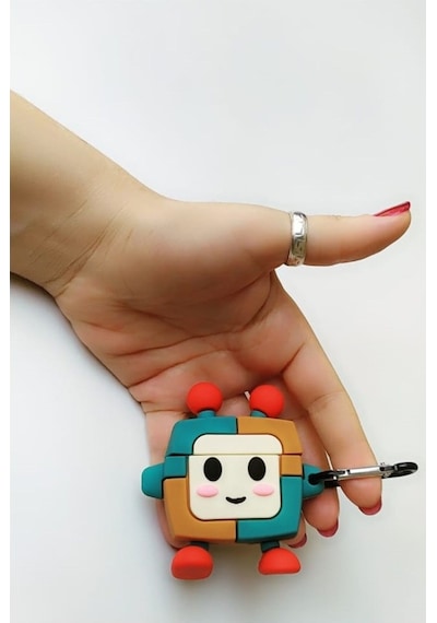 Apple Uyumlu iPhone 1/2. Nesil  Koruyucu Bluetooth Kulaklık Kılıfı Süper Robot Figürlü Renkli Robot Airpods 1/2. Nesil