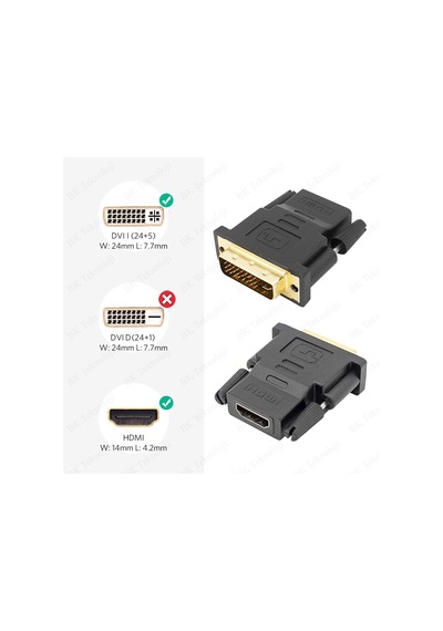 HDMI Dişi to DVI-I (24+5) Erkek Dönüştürücü Adaptör