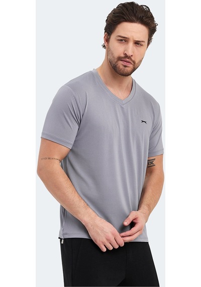 Slazenger KATRIINA Erkek V Yaka Gri Tişört