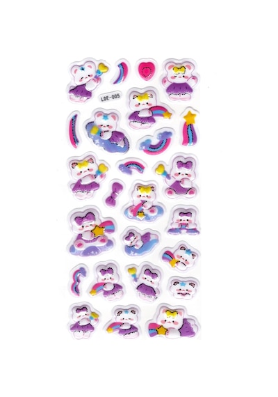 Sticker Kabartmalı Stiker Defter Planlayıcı Etiket Lde005 -19x9cm - Tavşan Mor Yıldız