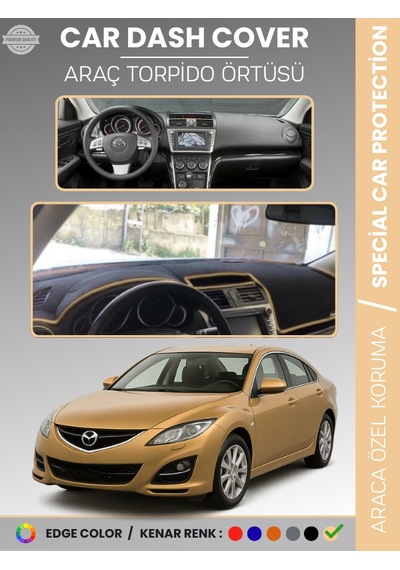 Mazda 6 2007-2013 Torpido Örtüsü Panel Halısı Koruma Torpido Koruma Araca Özel Kaymaz Kolay Montaj - 496 Stiloto