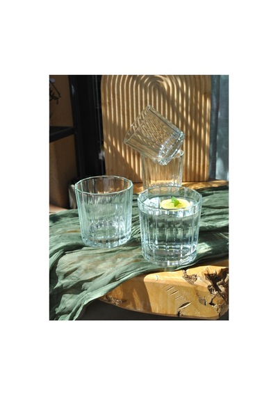 4 Adet Kristal Model Cam Su Bardağı Şık Meşrubat Kokteyl Bardak 360 Ml Şeffaf