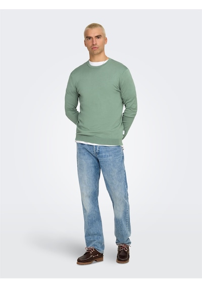 Only & Sons Onswyler Lıfe Reg 14 Ls Crew Knıt Noos Erkek Yeşil Kazak - 22020088