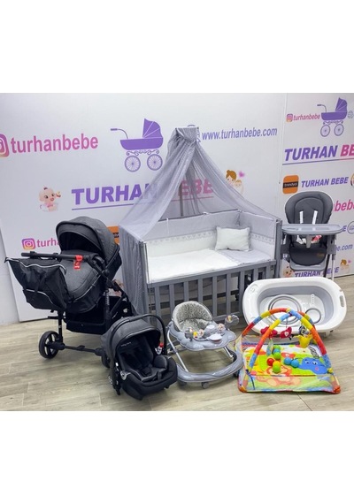 Bebek Arabası Puset Beşik Banyo Seti Yürüteç Çanta Yürüteç Mama Sandalyesi Oyun Halısı Gri Gri Bebek Arabası Puset Beşik Banyo Seti Yürüteç Çanta Yürüteç Mama Sandalyesi Oyun Halısı Gri Gri