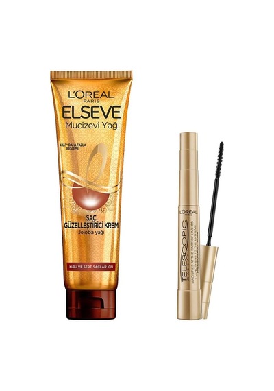 L'oréal Paris Telescopic Maskara - Siyah &amp Elseve Mucizevi Yağ Saç Güzelleştirici Krem 150 Ml - Kuru Ve Sert Sa Diğer