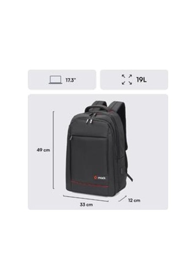 Mack Mcc-007 17.3" Office Usb Girişli Notebook Sırt Çantası Siyah Dahili Usb Şarj Portu