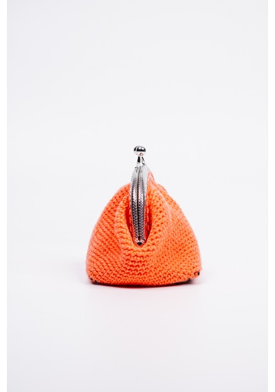 Fabric Craft Bag Bozuk Para Cüzdanı Merserize Pamuk Klipsli Örgü Turuncu