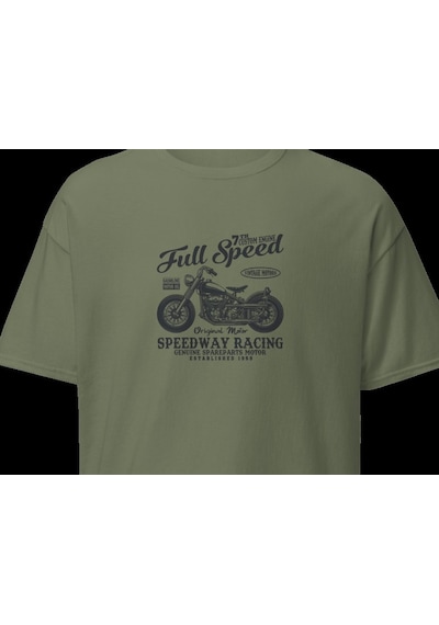 Wildstyle Full Speed Speedway Racing Motosiklet Vintage Yarış Baskılı Unisex Bisiklet Yaka Pamuklu Tişört - Ha