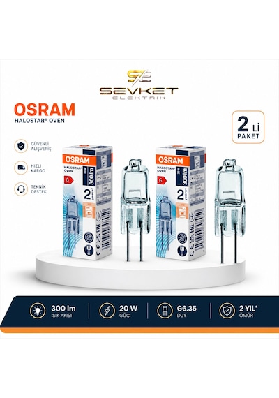 Osram 12v 20w 2'li Paket İğne Ayaklı Halogen Ampül Sarı G4 Duy