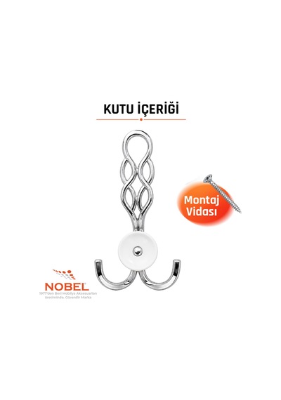 Örgü Portmanto Askısı, Metal Vestiyer Askısı, - Gr, Dolap Ve Duvar Askılığı, Krom Vidalı