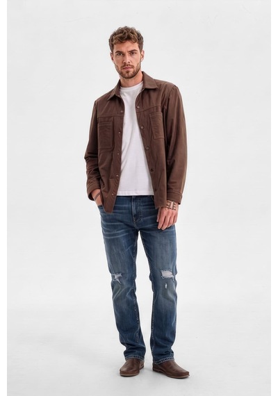 Erkek Dizi Yırtık Jean Pantolon Mavi 001