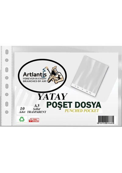 A3 Poşet Dosya Yatay 10 lu Şeffaf Föy Dosya 1 Paket Ofis Okul Büro Kenarı Delikli Poşet Dosya
