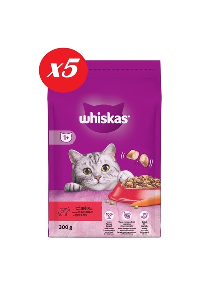 Whiskas Biftekli Havuçlu Kuru Kedi Maması 300 Gr Set 5'li