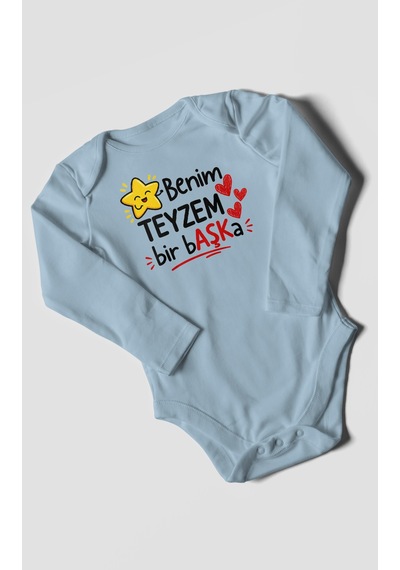 Morivokids Benim Teyzem Bir Başka Uzun Kollu Çıtçıtlı Bebek Body Bebe Mavisi