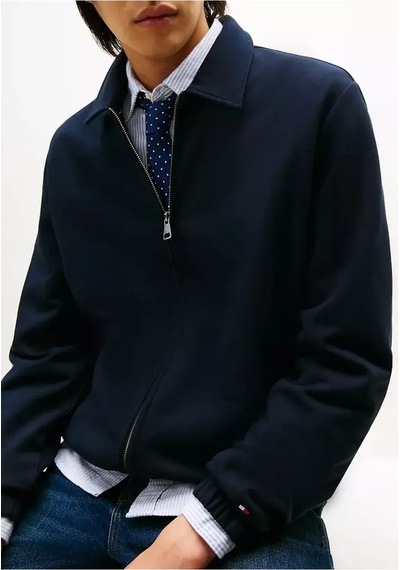 Tommy Hilfiger Essentıal Terry Ivy Jacket Erkek Mavi Sweatshirt - Mw0mw41767