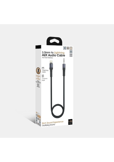 3.5 Mm To Lightning Ses Aktarma Kablo Dönüştürücü 1.2 Mt Aux Lightning Ses Kablosu