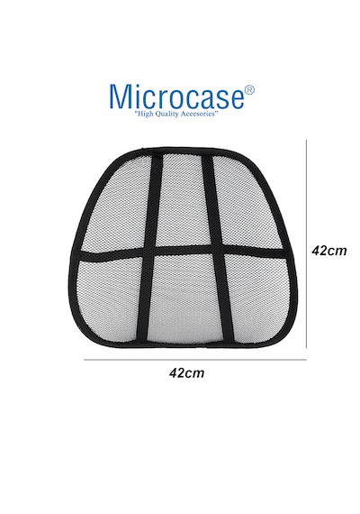 Microcase Ortopedik Sırt Bel Minderi Fileli Destekli Ayarlanabilir Araba Koltuk Sandalye 1 Adet Al5380 Siyah