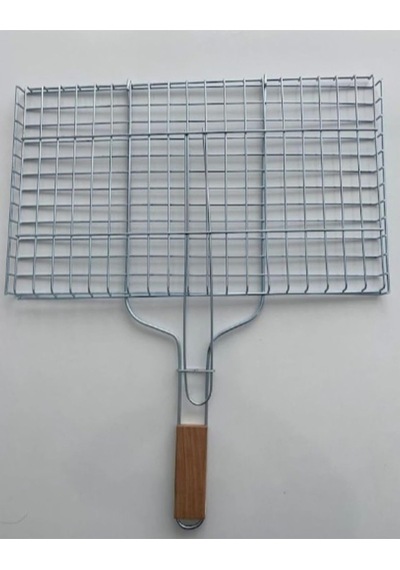 Mobilreyon Izgara 26x43 Cm, Ağaç Saplı Tel Izgara, Kamp Mangal, Et - Balık - Tavuk Kanat
