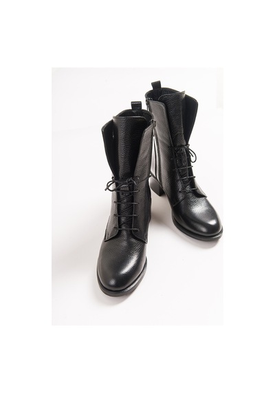Luvishoes 1190 Siyah Deri Kadın Bot Siyah