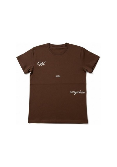 Zekids Kız Çocuk Yazı Baskılı Basic T-shirt-16924 Kahverengi
