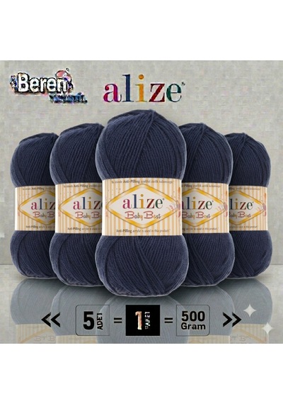 Baby Best - 58 Lacivert - 5'li Paket - 100gr/240m - Bebek İpi - Anti Pilling Tüylenmez İp
