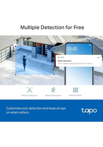 Tapo Tc41 2k Dış Mekan Pan/tilt Güvenlik Wi-fi Kamera, Ip65 Hava Koşullarına Dayanıklı, Hareket