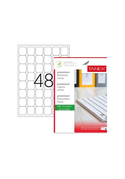 Tanex TW-2048 32x32mm Kuşe Lazer Etiket 100 Lü Paket