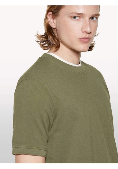 Sisley %100 Pamuk Bisiklet Yaka Regular Fit T-shirt Erkek Yeşil T-shirt - 325p3089s104j