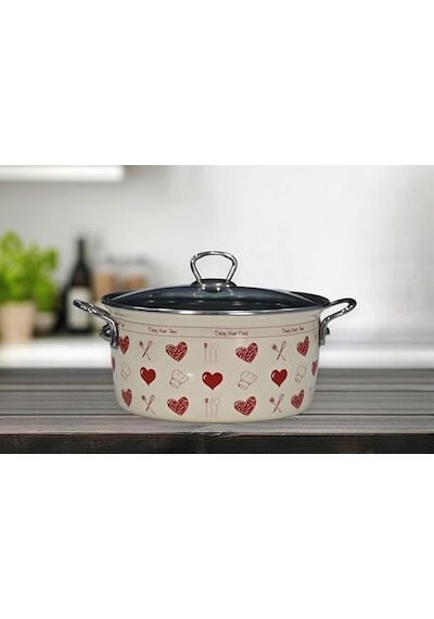 Kırmızı Emaye Kızartma Tenceresi 22 Cm 12v