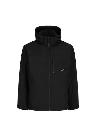 Jack & Jones Erkek Fermuarli Kapüsonlu Softshell Mont - Lupo - 12298689 Siyah