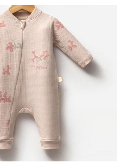 Cantoy Kız Bebek Desenli Şapkalı Tulum-15304 Bej