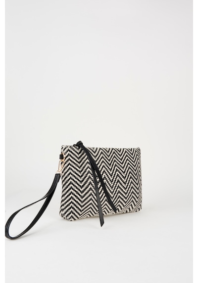 Vivaq Kadın Bellis Balık Sırtı Siyah-beyaz Astarlı Bilek Askılı Portföy El Ve Clutch Çanta Siyah Beyaz