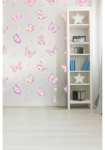 Mor Kelebekler Temalı 20 Parça Çocuk Ve Bebek Odası Dekoratif Duvar Sticker Seti