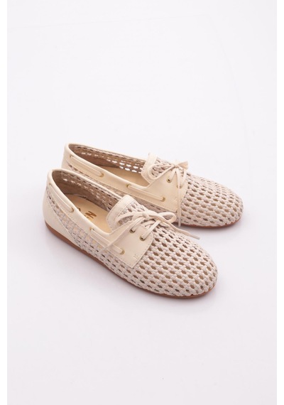 Dgn B00112 Kadin Delikli Oxford Ayakkabi Bej