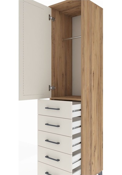 Hyperion Dolap Tek Raflı 5 Çekmeceli Tek Askılı 44x44x195 Çam-aytaşı Atlas Çam