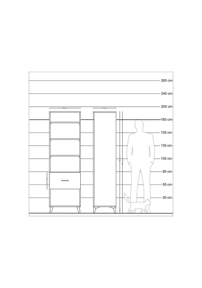 Hyperion Dolap 4 Raflı Tek Çekmeceli 60x44x195 Çam-antrasit Atlas Çam