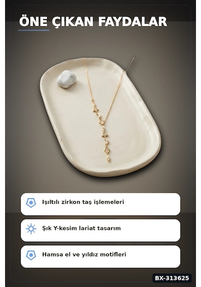 Bay Zirkon Taşlı 45 Cm Pirinç Gold Manifest Model Kolye - Kadın Takı Aksesuar Bx-313625 Najmaddin Standart