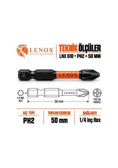 Lenox Lnx610 Ph2 50 Mm Manyetik Torsion Bits Uç 10 Adet