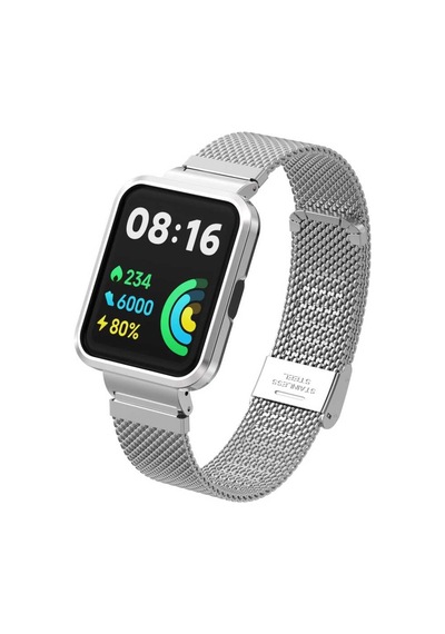 Xiaomi Redmi Watch 2 Lite Uyumlu Krd-66 Metal Mkst Kordon-gümüş