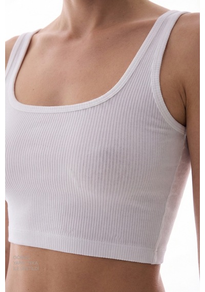 Penti Beyaz Seamless Dikişsiz Kare Yaka Crop Üst