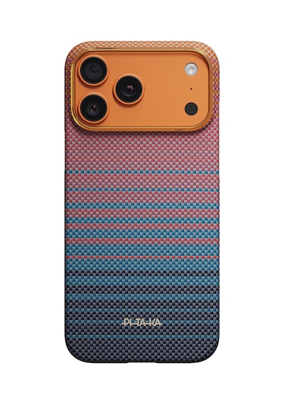 Apple iPhone Uyumlu 17 Pro Max Kılıf M-safeli Aramid Fiber Pitaka Sunset 2.0 California Dream Serisi Mavi-laciver Mavi - Lacivert