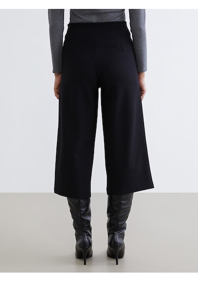 Lcw Modest Siyah Beli Fermuarlı Geniş Paça Kadın Pantolon