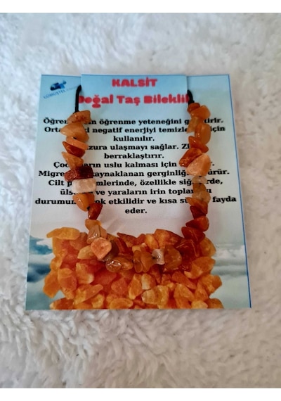 Gümüştel El Sanatları Sertifikalı Doğal Kırık Taş Kalsit Taşı Bileklik Asansörlü Kilit Sistemi Çok Renkli