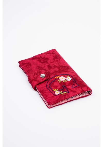 Fabric Craft Bag Kadın Cüzdanı, Kişiselleştirilebilir İsimli, Pamuklu Kumaş Kırmızı - Siyah