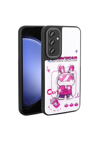 Galaxy S23 Fe Kılıf Parlayan Kabartmalı İkonik Figürlü Zore Amas Silikon Kapak Beyaz